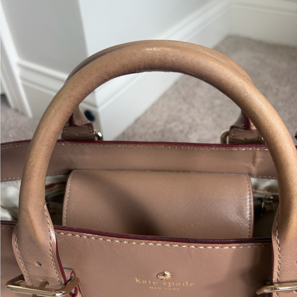 Kate Spade Tan Satchel Purse with Flaws - Picture 4 of 13